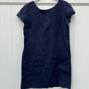Eileen Fisher Women’s XS Navy Blue Linen Dress Minimalist Hamptons Summer